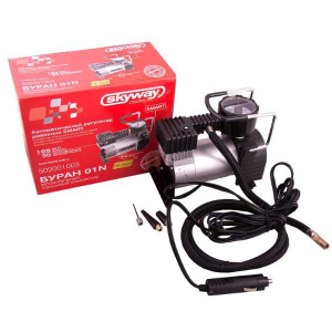 Компрессор металлический 30 л/мин в прикуриватель SKYWAY БУРАН-01N Hi-Tech, малые габ, сумка, 10 атм