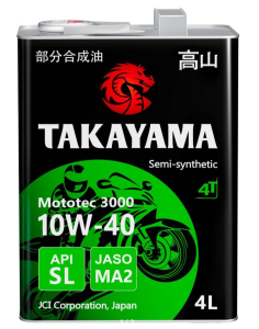 Моторное масло TAKAYAMA Mototec 3000 4T SAE 10W40 API SL JASO MA2 полусинт., Акция 4 л по цене 3 л